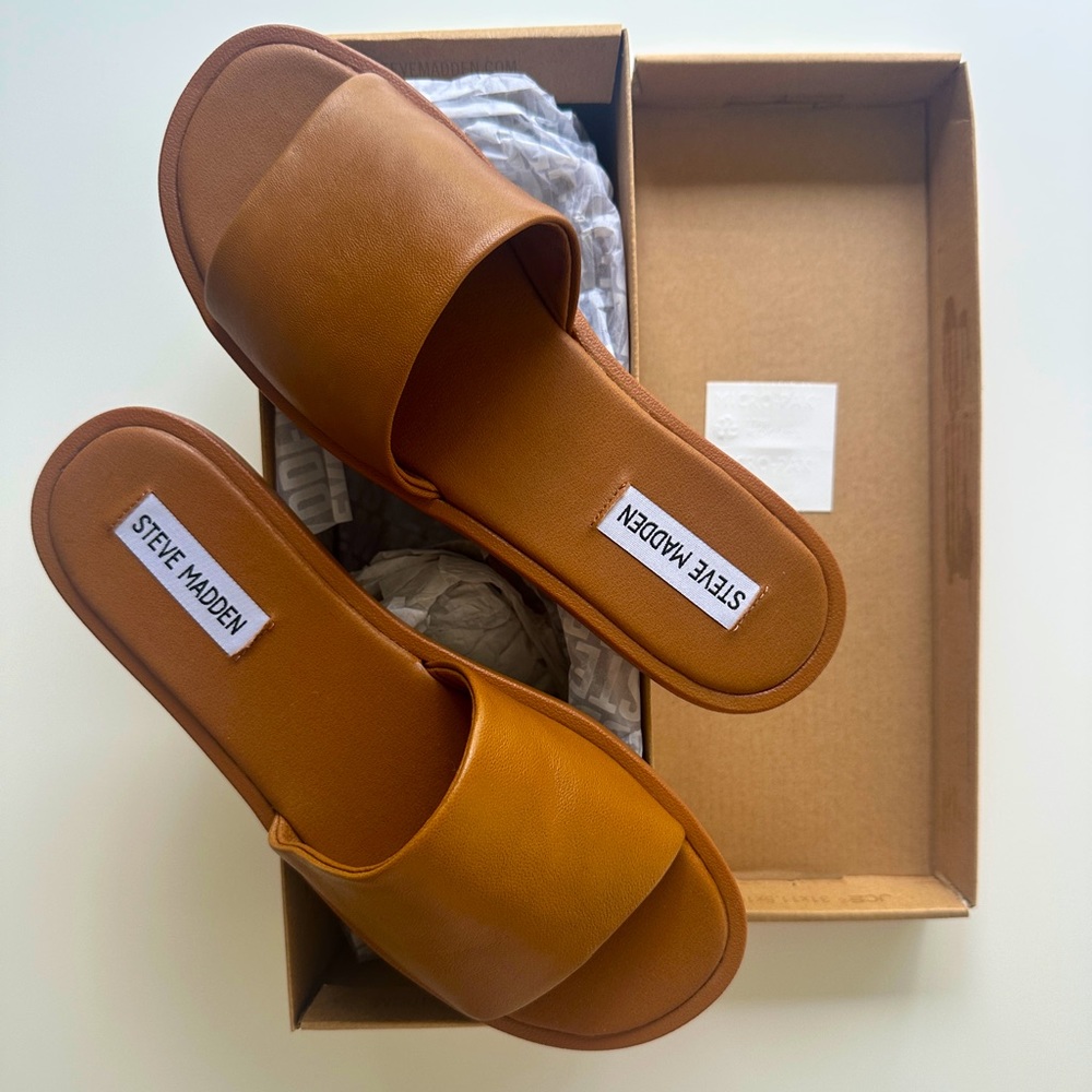 Steve Madden Kaya Brown Leather Sandals